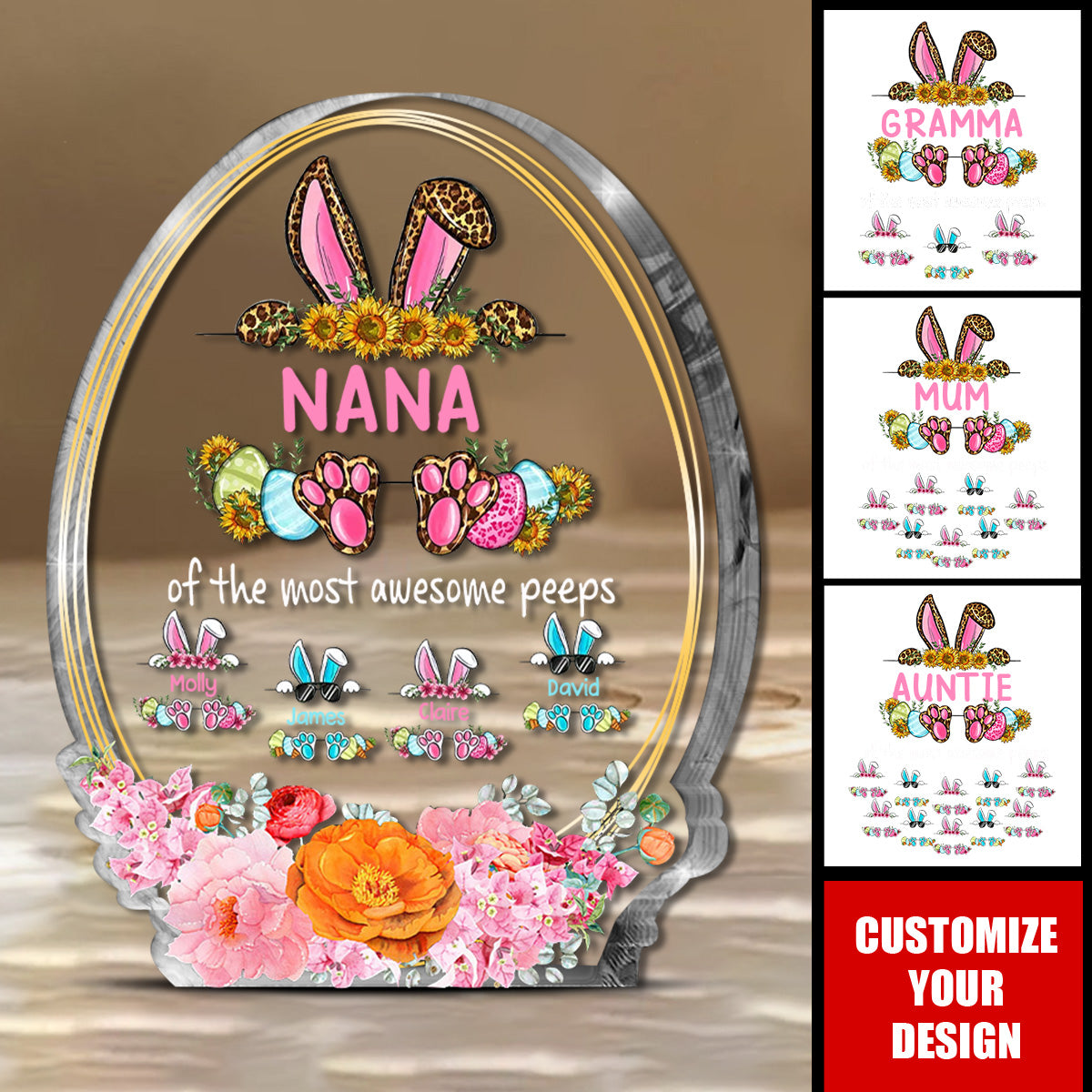 Grandma Mom Of The Most Awesome Kid - Personalized Easter Day Plaque