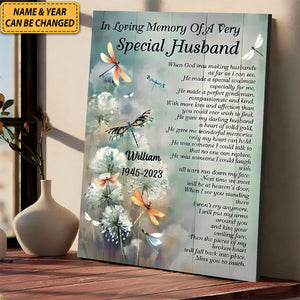 In Loving Memory Of A Very Special Husband Personalized Canvas