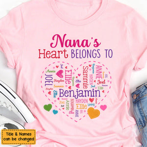 Grandma's Heart Belongs To Personalized T-Shirt