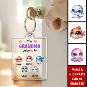 This Grandma Belongs To Summer Beach Personalized Keychain