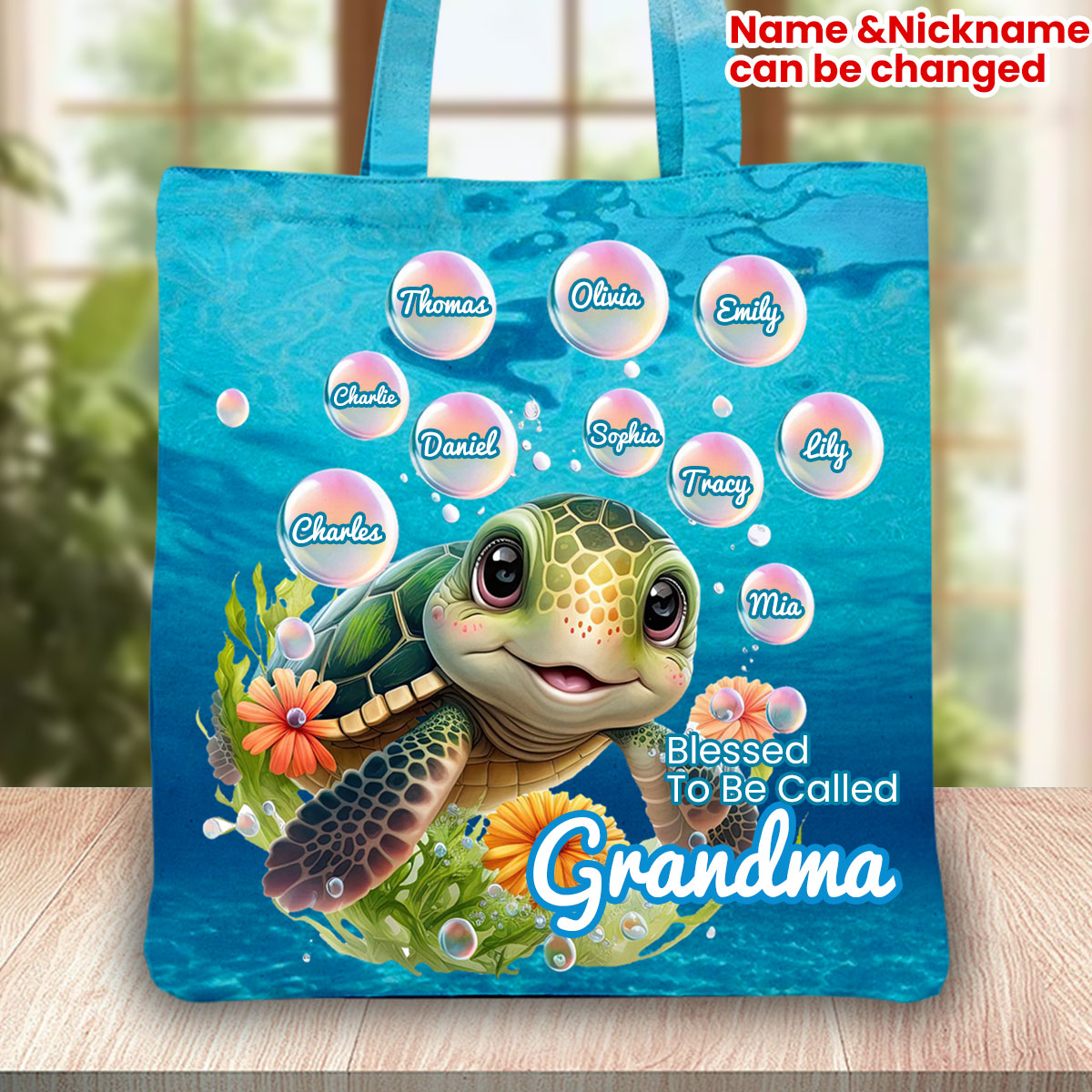 Blessed To Be Called Grandma Sea Turtle  Personalized  Bag