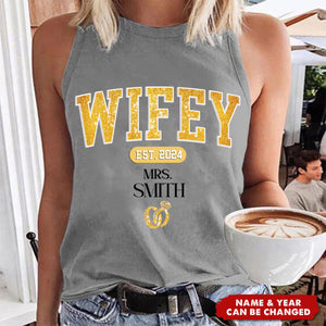 Wifey Est - Couple Personalized Custom Racer Back Tank Top