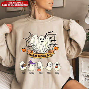 Personalized Grandma Grandkids Halloween Ghost Kids Sweatshirt