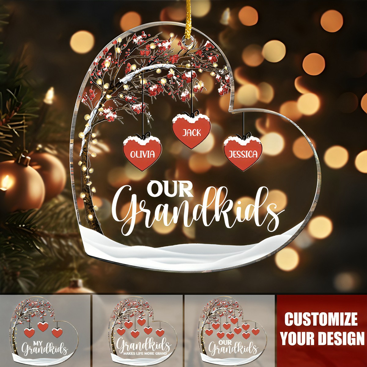 Grandkids Make Life More Grand - Personalized Acrylic Ornament