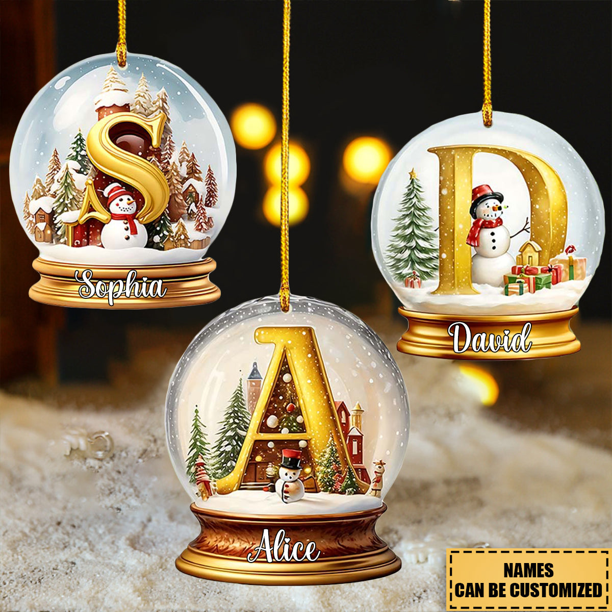 Family Snow Globle Alphabet - Personalized Family Ornament