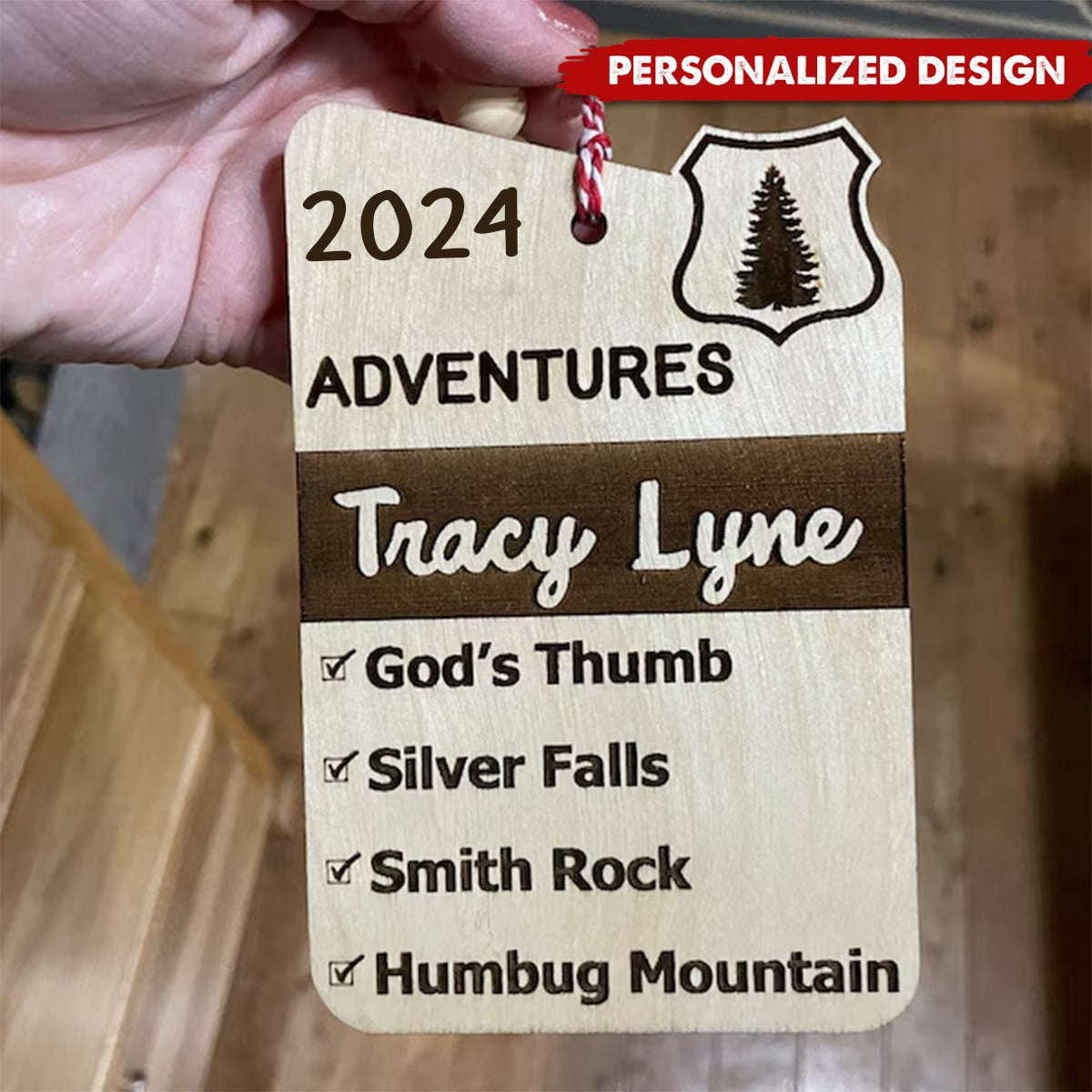 Personalized Adventure Travel Ornament Bucket List Ornament Wood Engraved Bauble