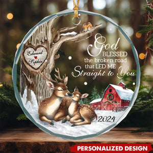 Personalized God Blessed Broken Road-Christmas Ornament For Couples