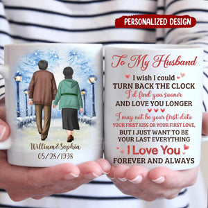 I Wish I Could Turn Back The Clock Elderly Couple Walking Personalized  Mug