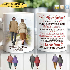 I Wish I Could Turn Back The Clock Elderly Couple Walking Personalized  Mug