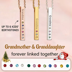 Personalized Grandma Mom Family Birthstone Bar Necklace