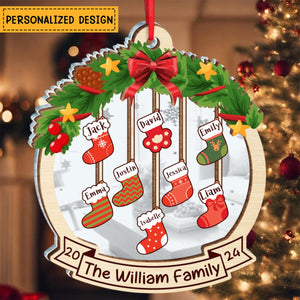 Personalized Christmas Family Stocking Wooden Ornaments - Gifts for Your Family