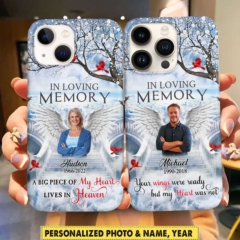 Memorial Wings Upload Photo, Personalized Phone Case