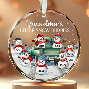 Grandma’s Little Snow Buddies – Personalized Christmas Glass Ornament