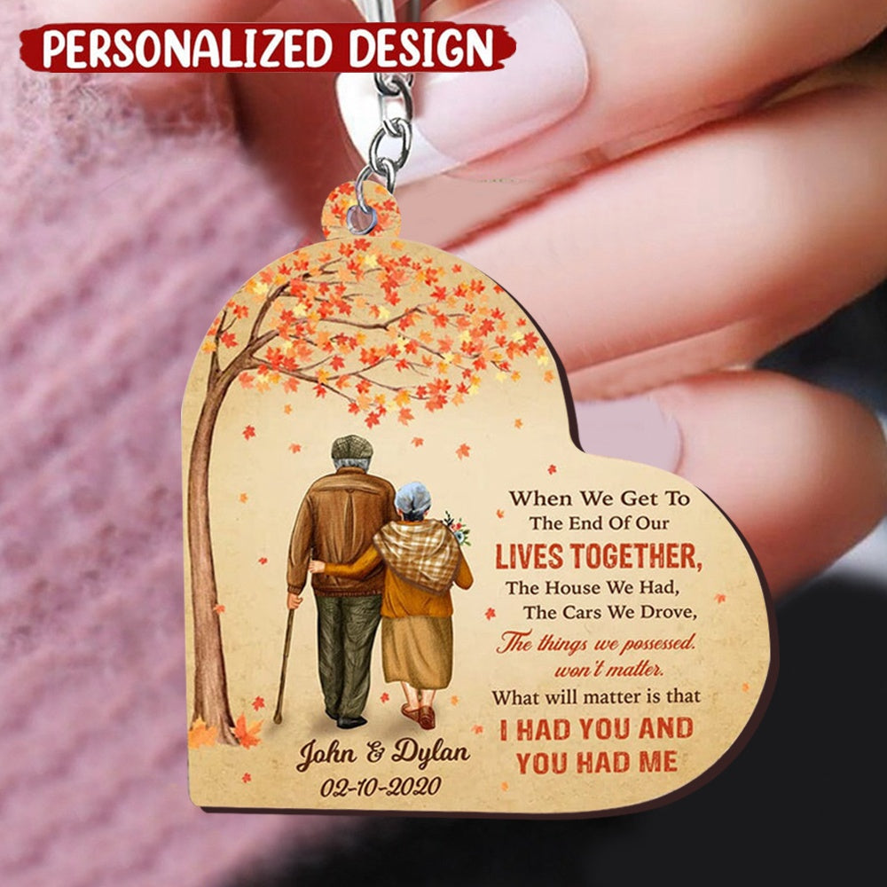 Personalized Old Couple Valentine Wedding Anniversary Keychain