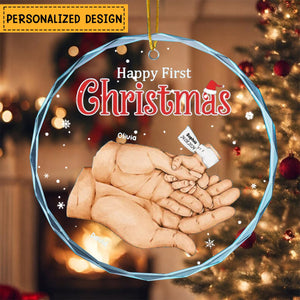 The First Christmas For A Family Of Three - Personalized Christmas Ornaments