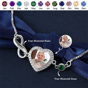 Personalized Birthstone Name Photo Memorial Bracelet