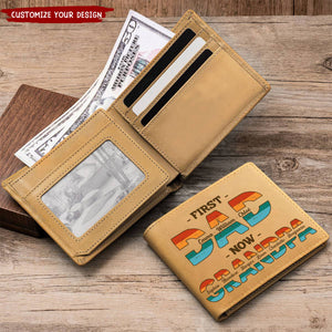 First Dad Now Grandpa - Personalized Leather Wallet