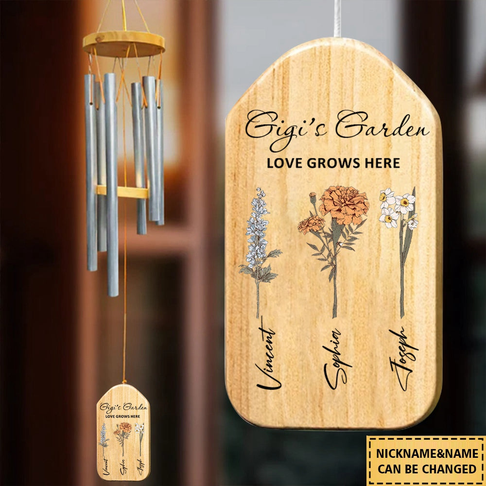 Personalized Grandma's Garden Wind Chimes