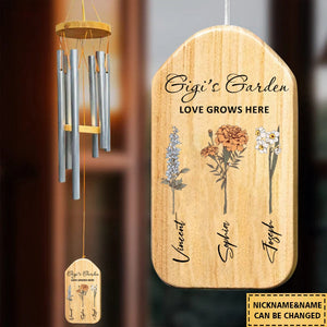 Personalized Grandma's Garden Wind Chimes