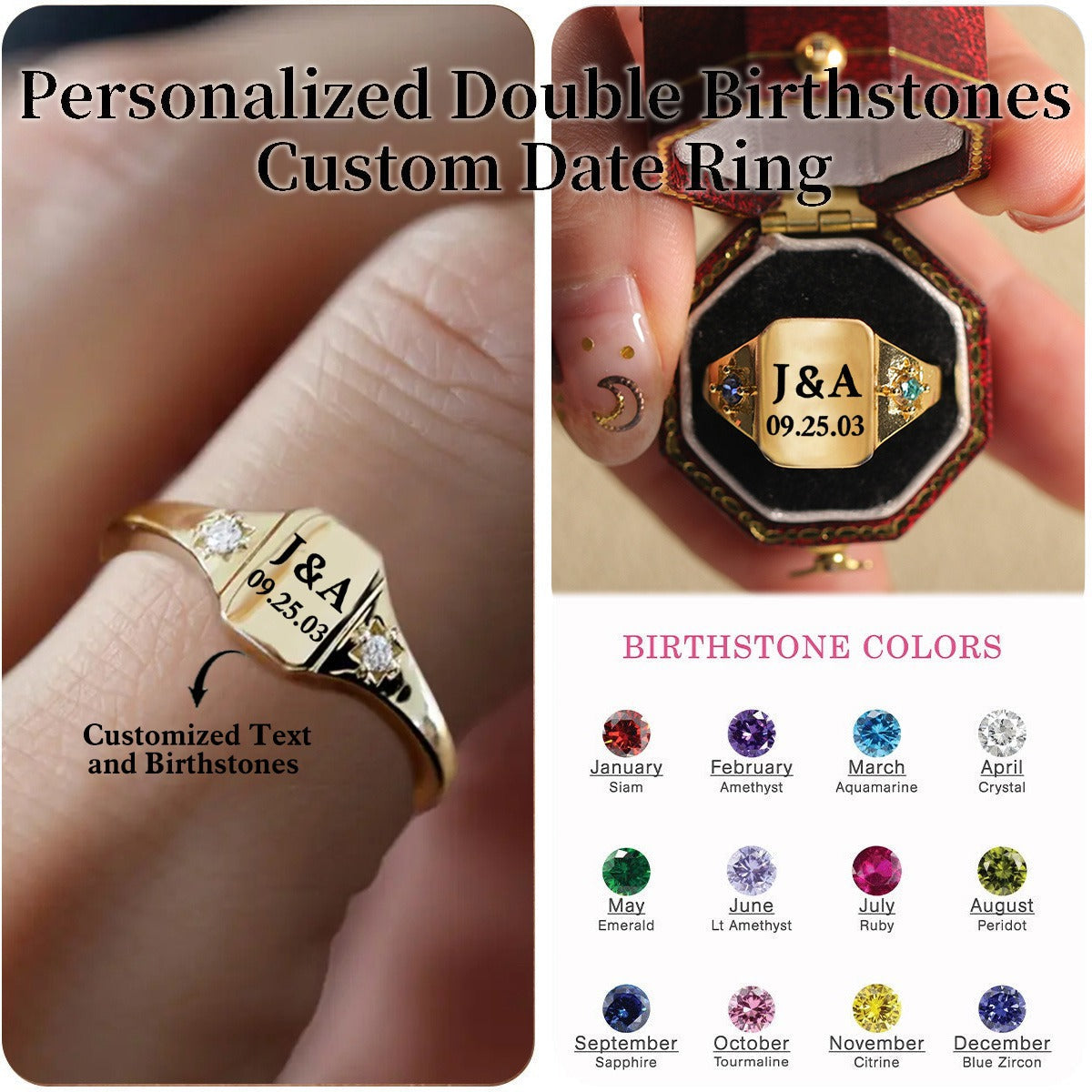 Personalized Custom initials & Special Date Ring