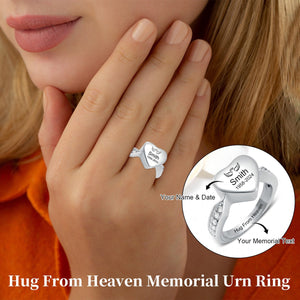 Personalized Name Date Memorial Heart Urn Ring