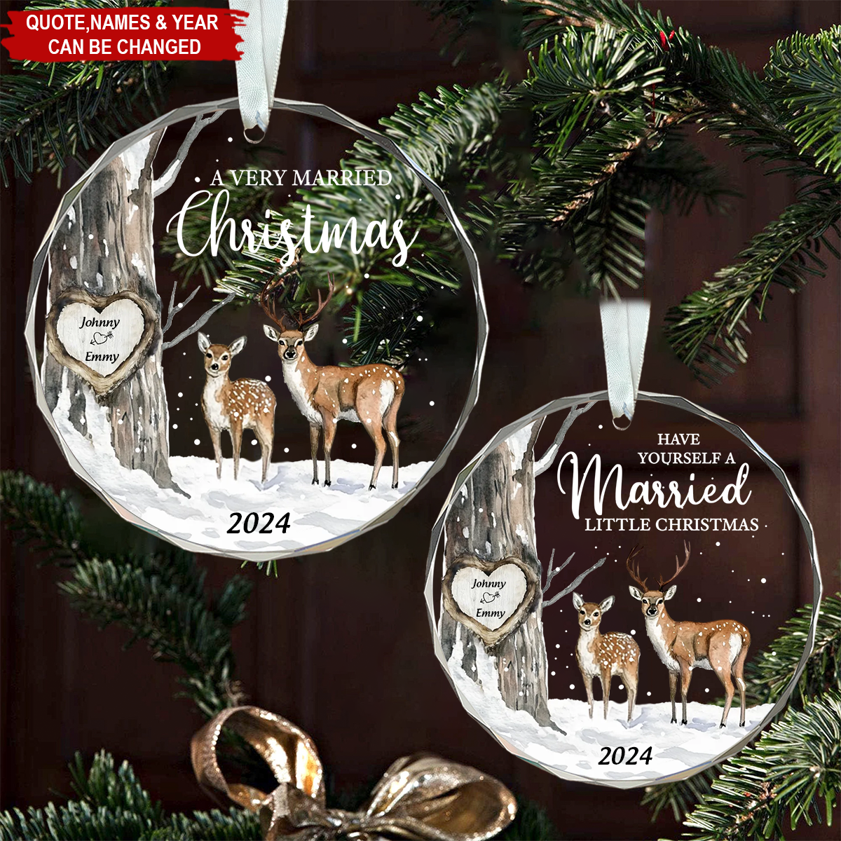 Married Little Christmas – Gift For Couple Personalized Glass Ornament