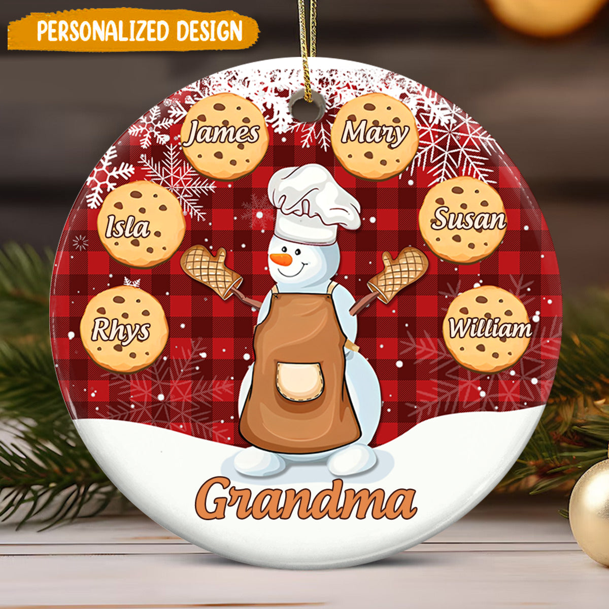 Petsonalized Christmas Grandma Mom Snowman Cookie Family Ornament