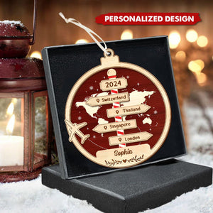 Personalized Travel Adventure Ornament, Couple Traveling Destination Ornament