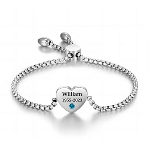 Personalized Name Heart Birthstone Memorial Bracelet