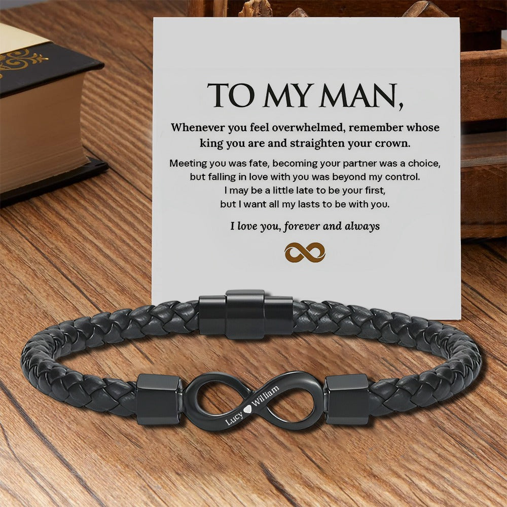 Signature Leather Bracelet Mens Personalized Gift for Husband Father  Boyfriend