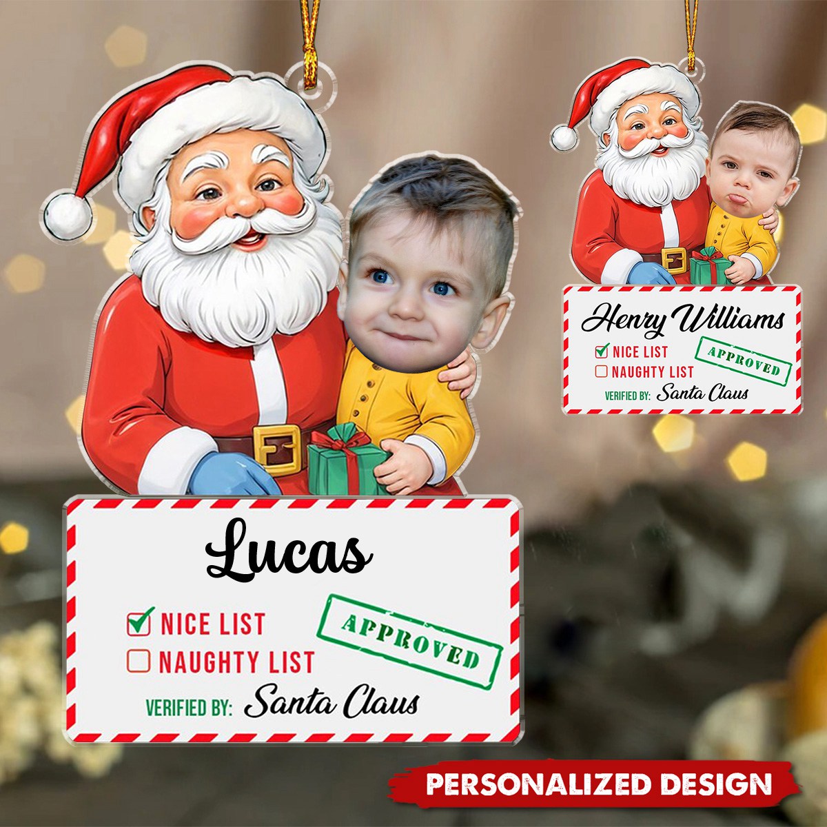 Personalized Christmas Gift Kids Photo With Santa - Upload Photo