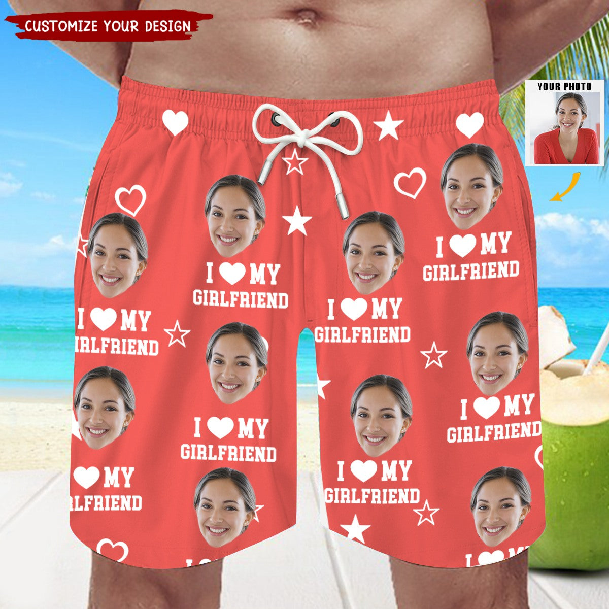 I Love My Wife - Funny Personalized Hawaiian Men Beach Shorts