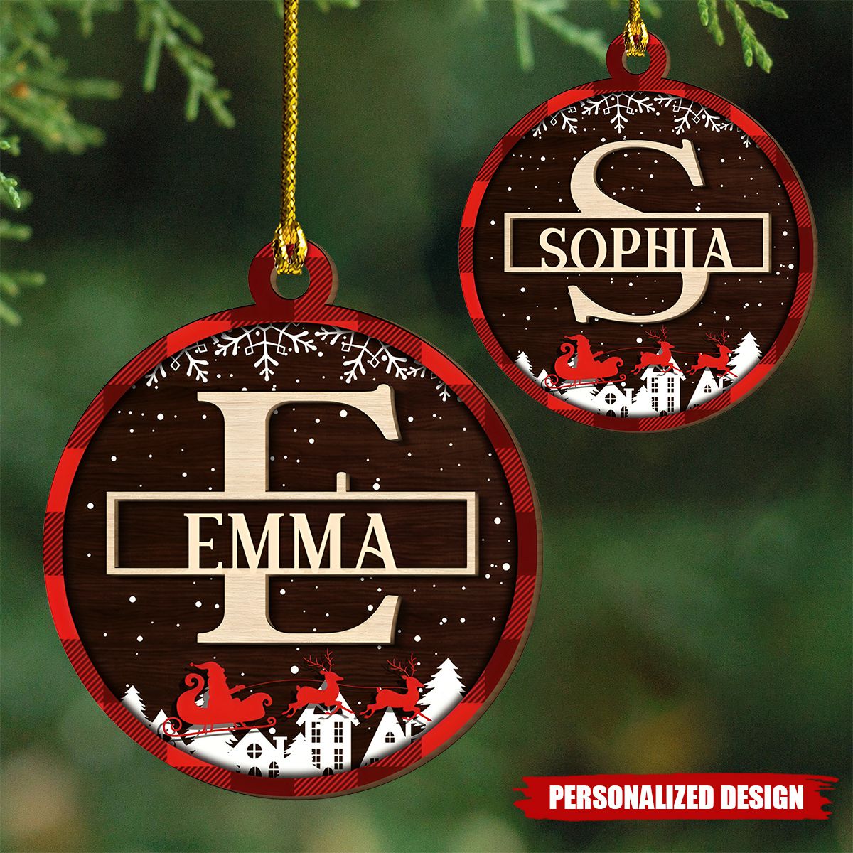 Custom Name Merry Christmas - Personalized Custom 2-layered Wood Ornament