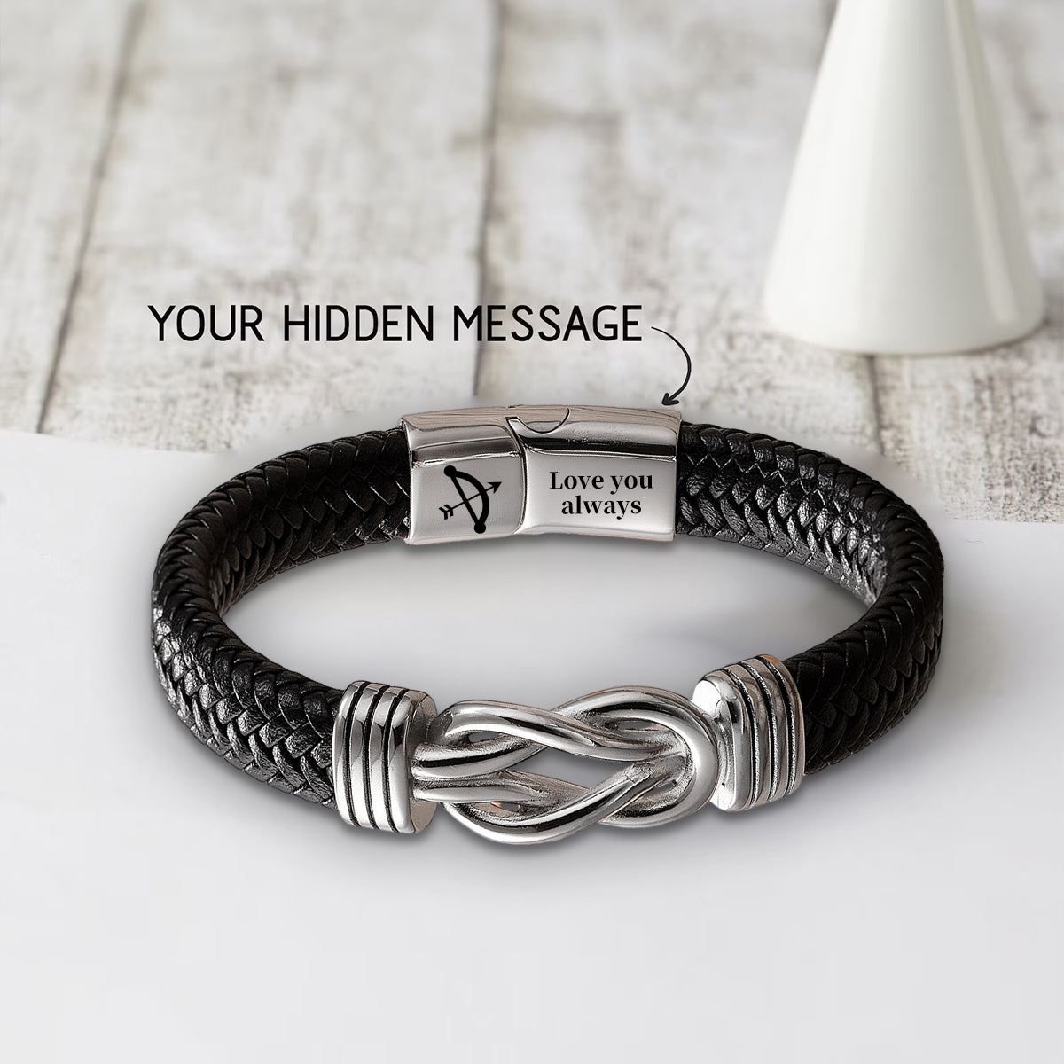 To My Man - Personalized Custom Engraved Name Leather Bracelet