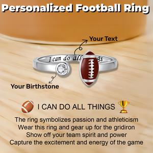 Custom Football Ring With Birthstone-I Can Do All Things