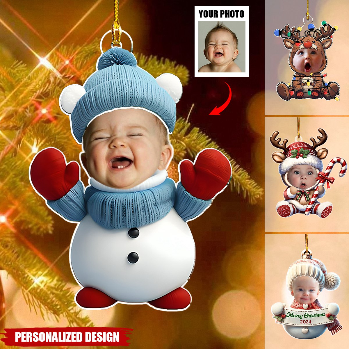 Merry Christmas-Personalized Ornament-Upload Photo