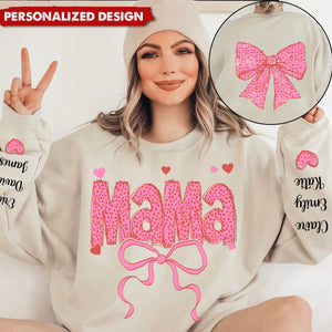 Personalized Grandma & Kids Pink Bow Sweatshirt-Gift For Grandma/Nana