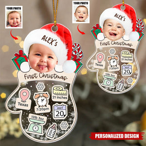 Baby's First Christmas Shakeable Ornament  - Personalized Photo Customization