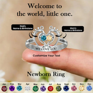 Personalized Newborn Baby Birthstones Ring