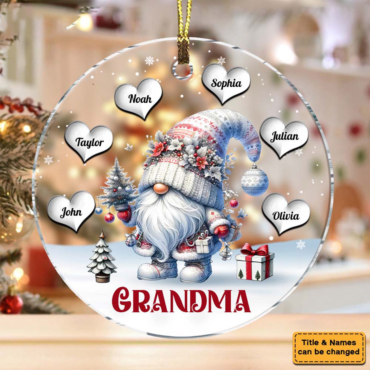 Personalized Grandma Mom With Kids Ornament - Christmas Gift