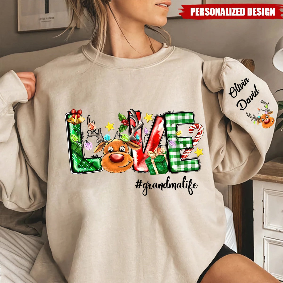 Merry Christmas Love Grandmalife Personalized Sweatshirt