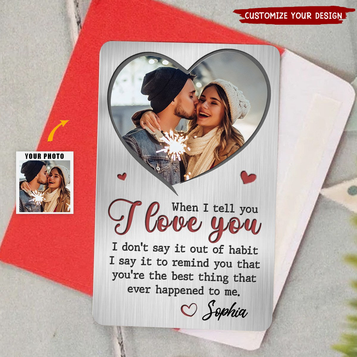 When I Tell You I Love You - Couple Personalized Custom Aluminum Wallet Card