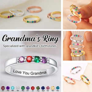 Personalized Family 1-6 Birthstones Ring-Gift For Grandma Mom