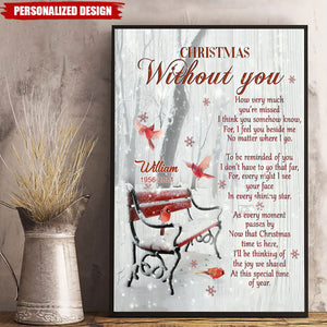 Christmas Without You Cardinal Memorial Personalized Canvas