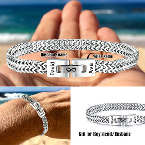 To My Man - Personalized Couples Engraved Names & Initials Bracelet