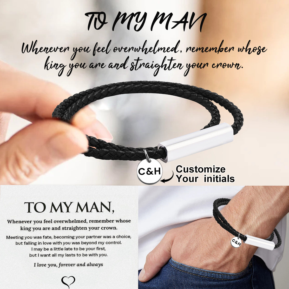 Gift for Man,Personalized Leather Bracelet