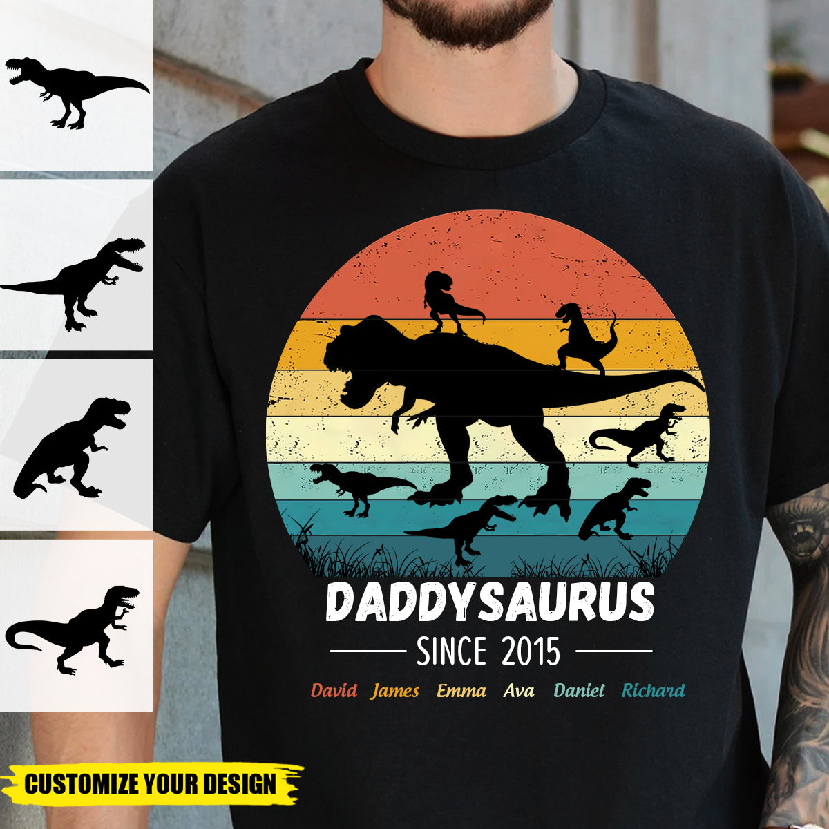 Grandpasaurus Papasaurus With Kids Personalized Shirt