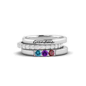 Personalized Family Birthstones Ring - Gift For Grandma/Mom