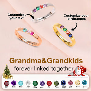 Personalized Family 1-6 Birthstones Ring-Gift For Grandma Mom