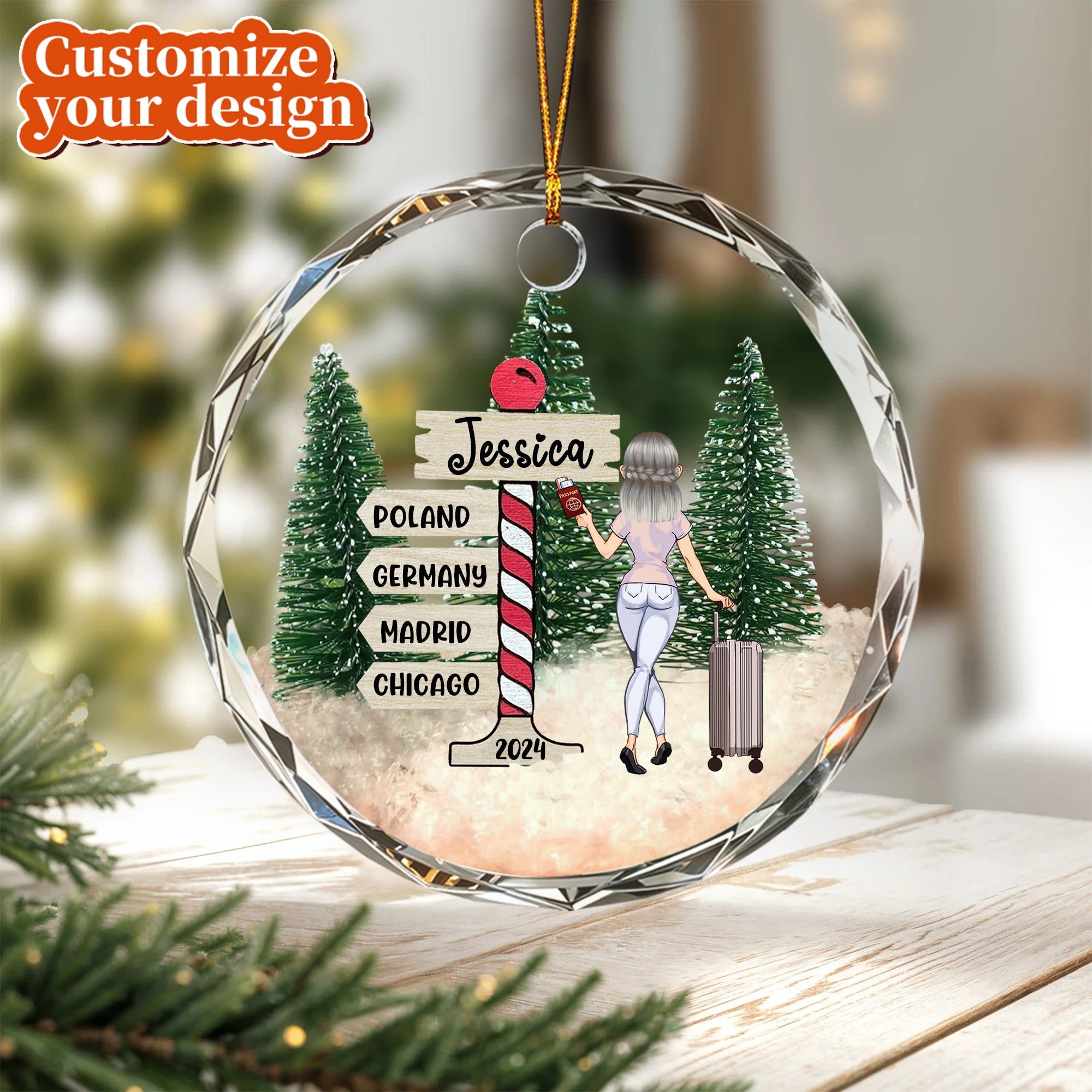 Love Travelling - Personalized Travelling Snow Ornament